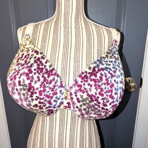 Cacique 46F Bra Floral Design‎ Underwire Lightly Lined Full Coverage